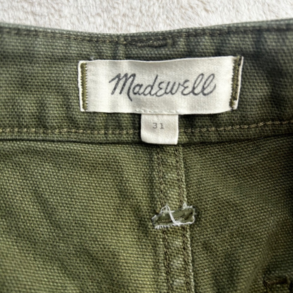 Madewell‎ Olive Green Utility Shorts Womens Size 31 Patch Pocket Canvas Fatigue - Picture 4 of 8